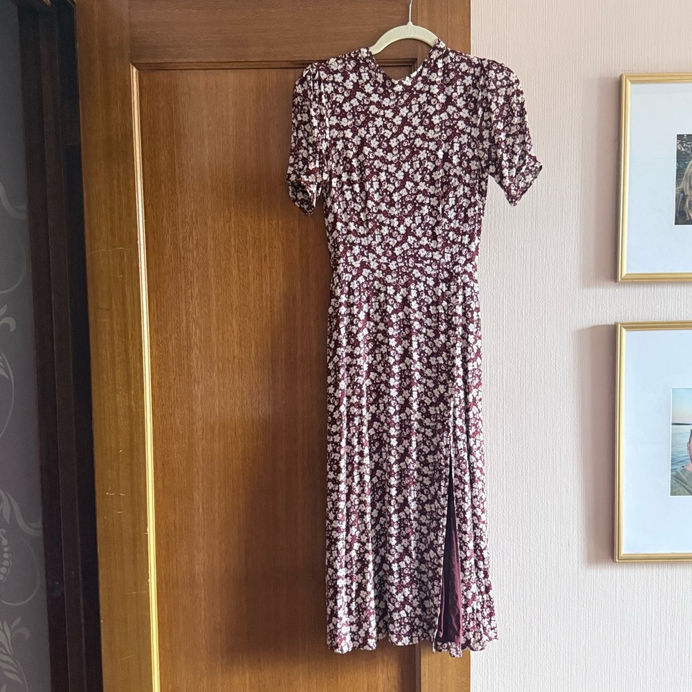 Reformation Burgundy Floral Midi Dress